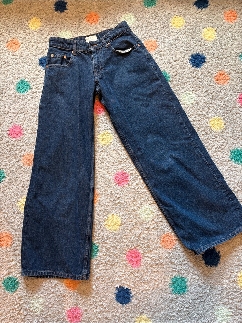 Motel Rocks Dark Blue Wide Leg Flare Jeans